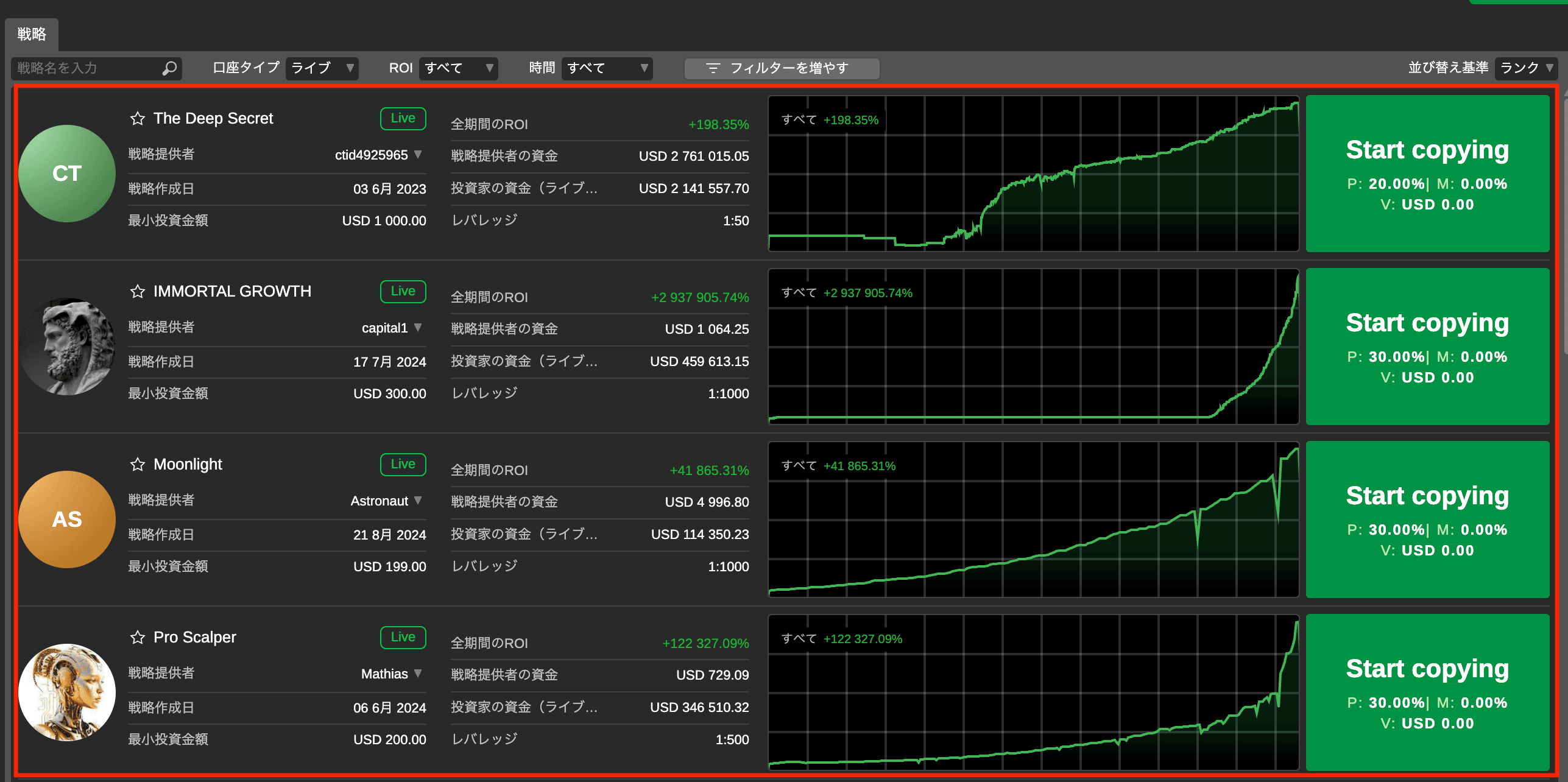 ストラテジーを選択