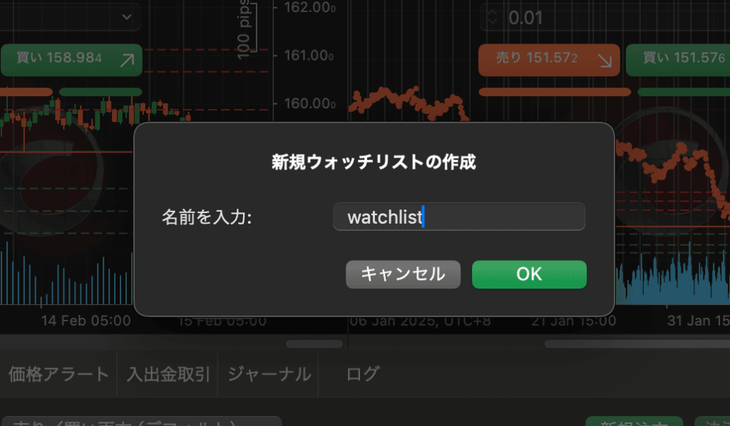 ctraderのウォッチリスト