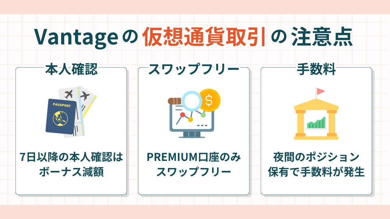 Vantageでビットコイン・仮想通貨取引を行うときの注意点